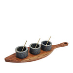 Terra Serving Board With Condiment Bowls & Spoons