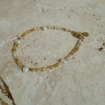 Mile - Necklace : Gold Stainless Steel / Pearly White / Adult Necklace 40-45cm