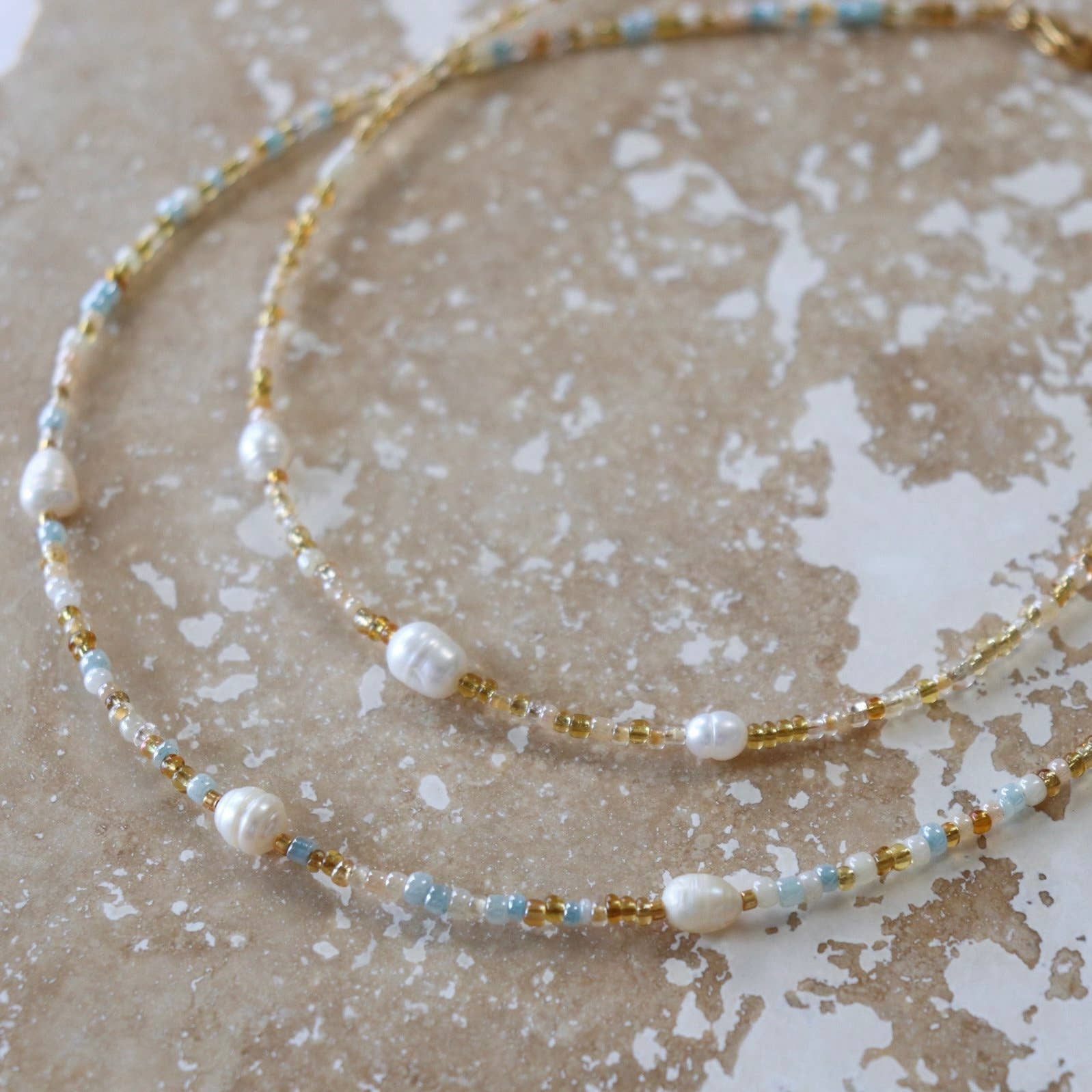 Exhale Necklace | Pebbly Beach Blue | Adults