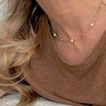 Mile - Necklace : Gold Stainless Steel / Pearly White / Adult Necklace 40-45cm