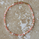 Spring - Necklace :Gold Stainless Steel / Adult Necklace 40-45cm / Mile (Multi Pearl)