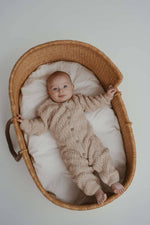 Textured Cotton Knit  Romper | Ecru Diamond