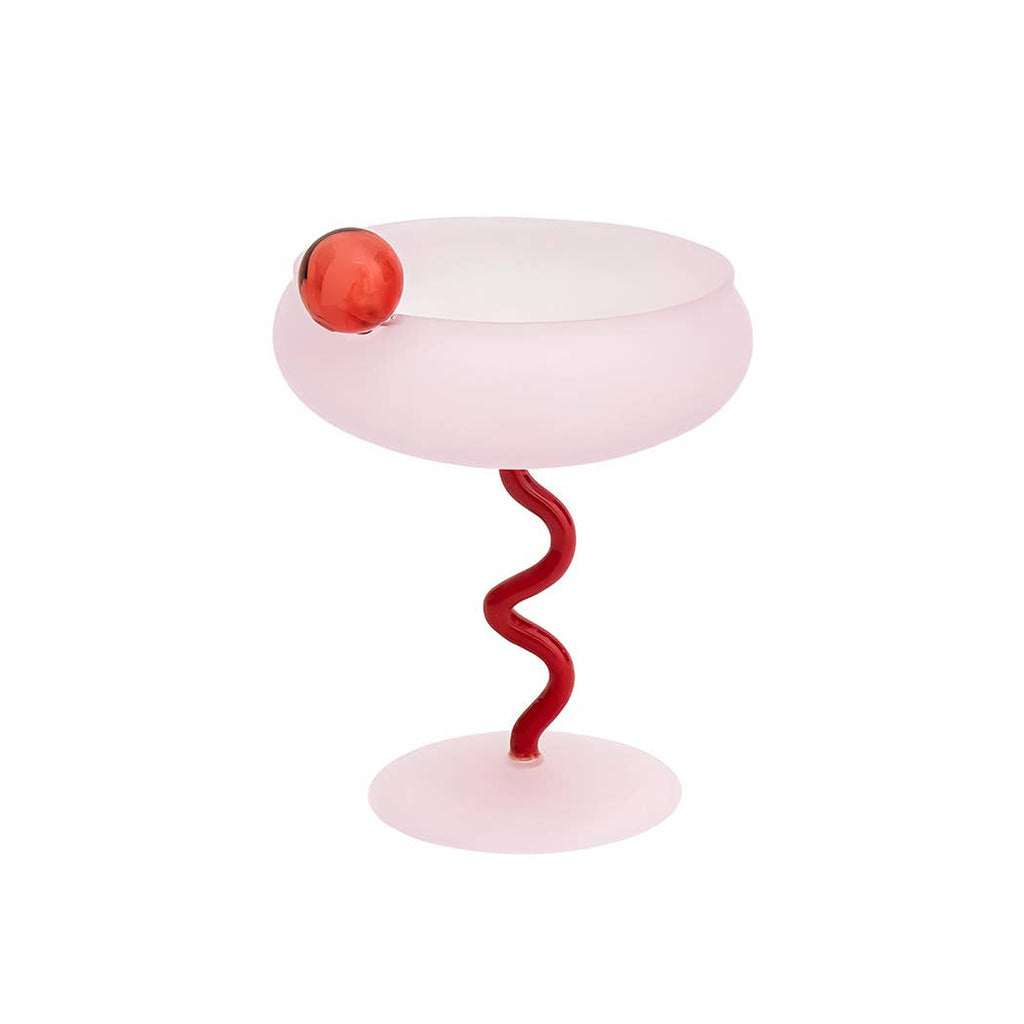 "Lollipop" Fun & Colourful Coupe Glass - Pink