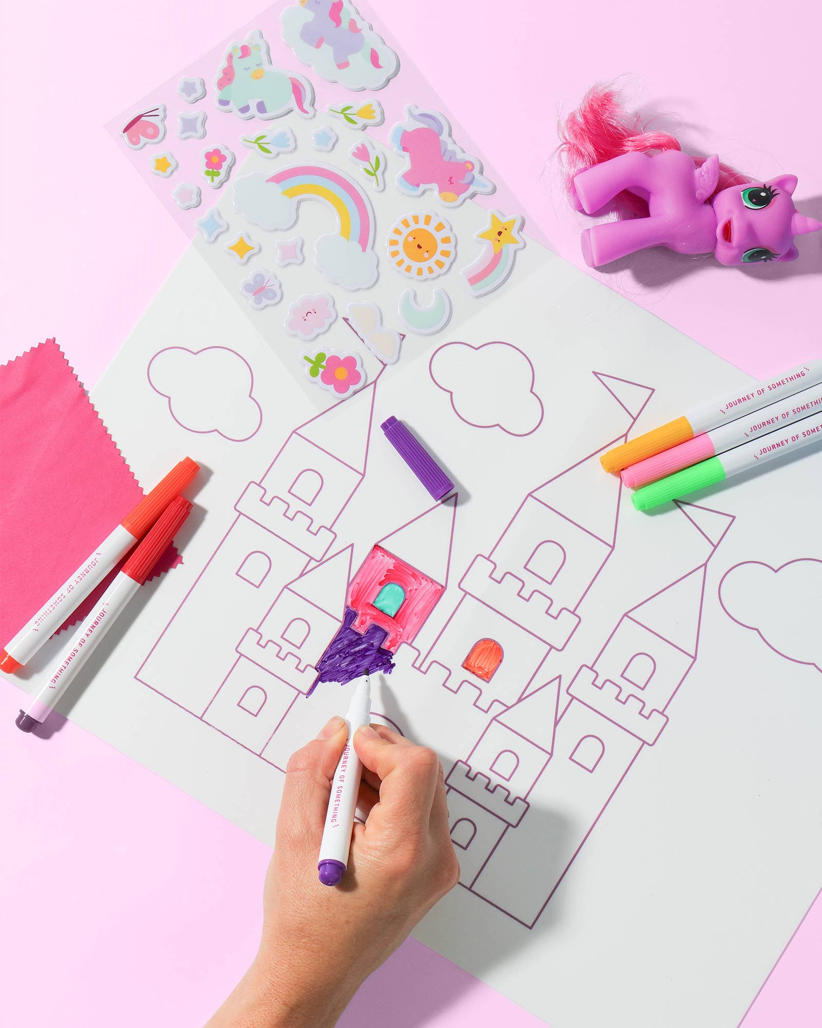 Wipeable Silicone Colouring Mat | Unicorn Castle