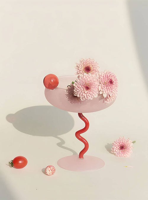 "Lollipop" Fun & Colourful Coupe Glass - Pink