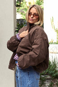 Asher Funnel Neck Jacket - Chocolate