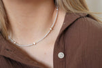 Mile - Necklace : Gold Stainless Steel / Pearly White / Adult Necklace 40-45cm