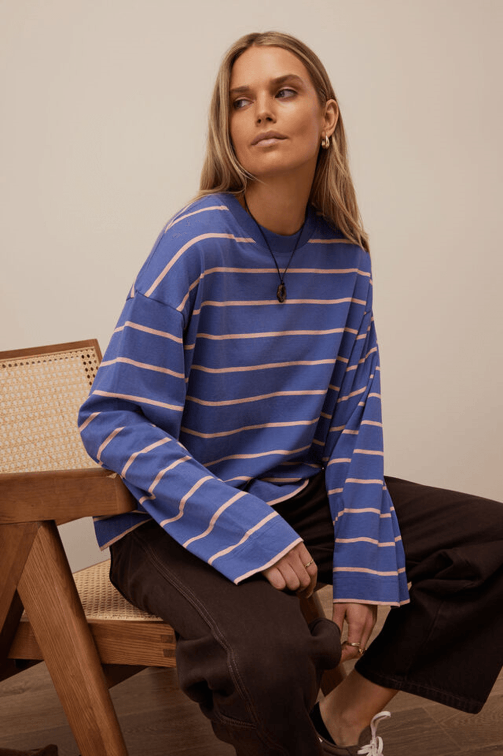 Beau Long Sleeve Tee - Navy