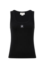 Zoe Contour Rib Scoop Tank | Black