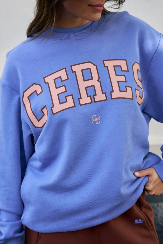 Isla Oversized Slouchy Crew | Vintage Blue, Pink Clay and Burnt Orange