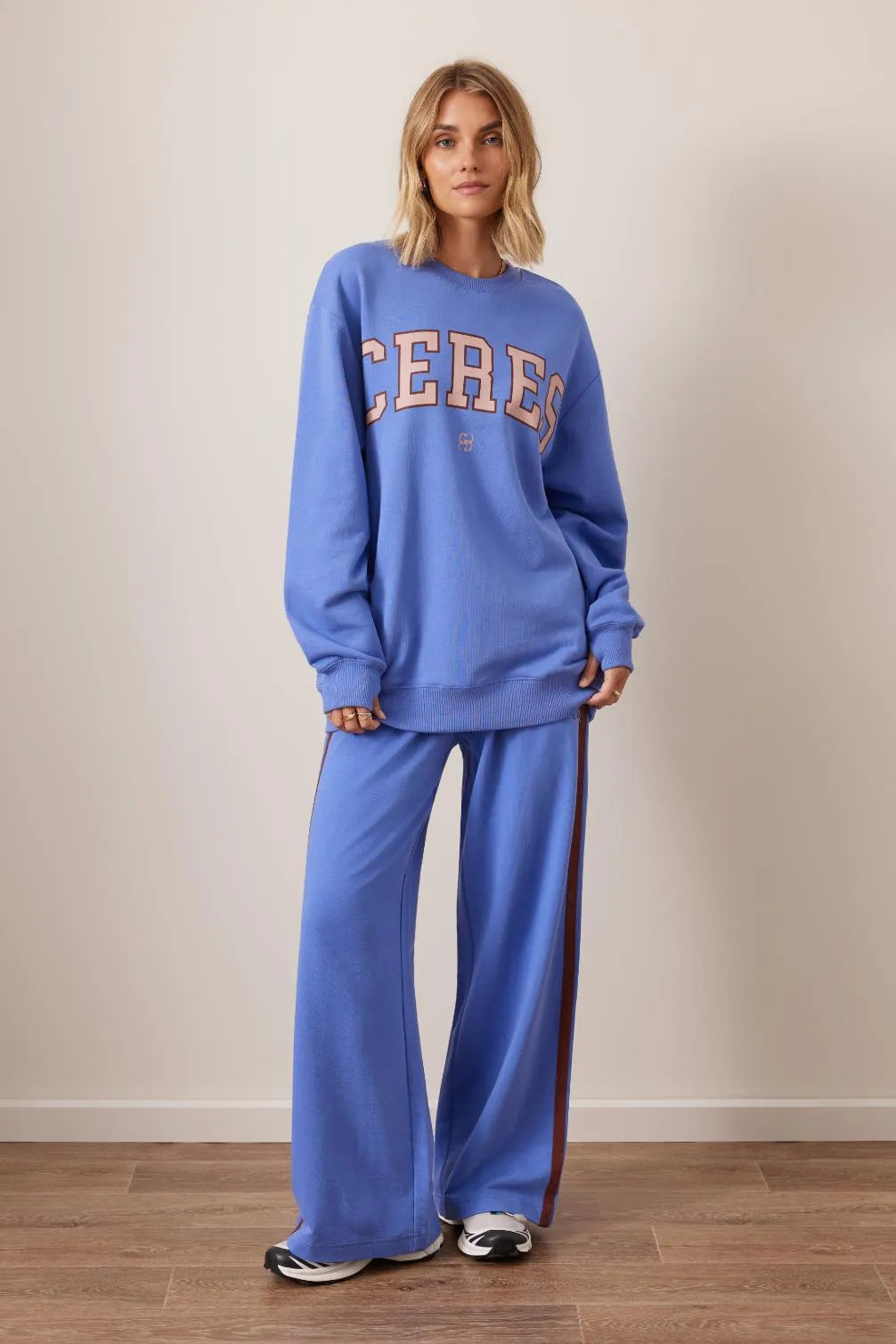 Isla Oversized Slouchy Crew | Vintage Blue, Pink Clay and Burnt Orange