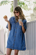 Sammy Relaxed Shirt Dress | Fresh Indigo