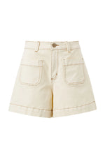 Esther Denim Patch Pocket Short | Eggshell