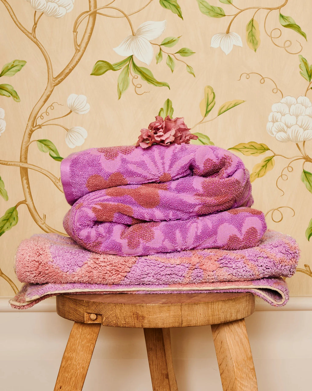 Peach Fleur Terry Bath Sheet / Beach Towel