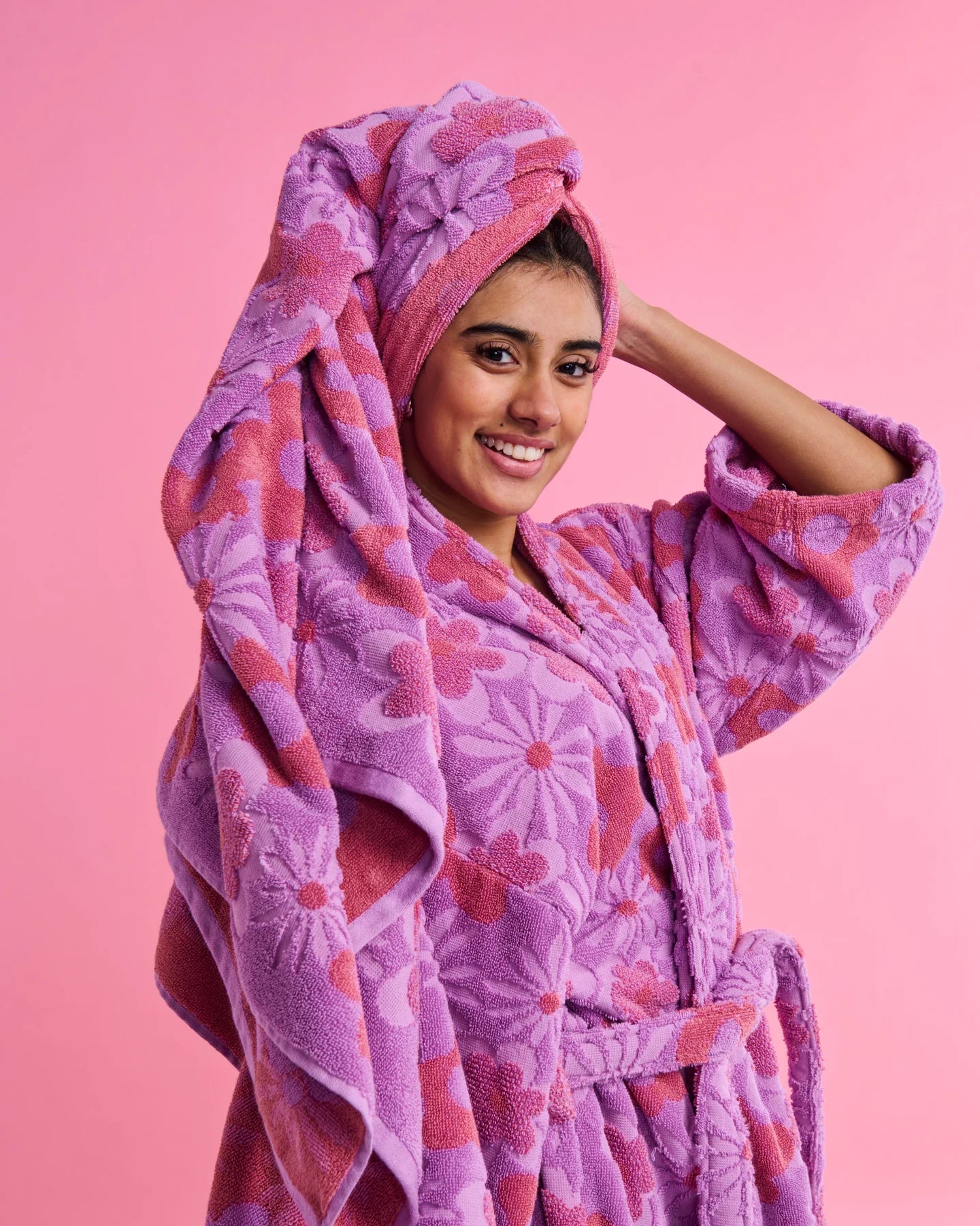 Peach Fleur Terry Bath Sheet / Beach Towel