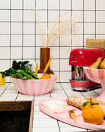 Pink Stripe Salad Bowl