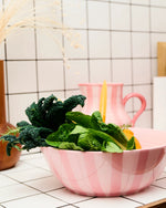 Pink Stripe Salad Bowl