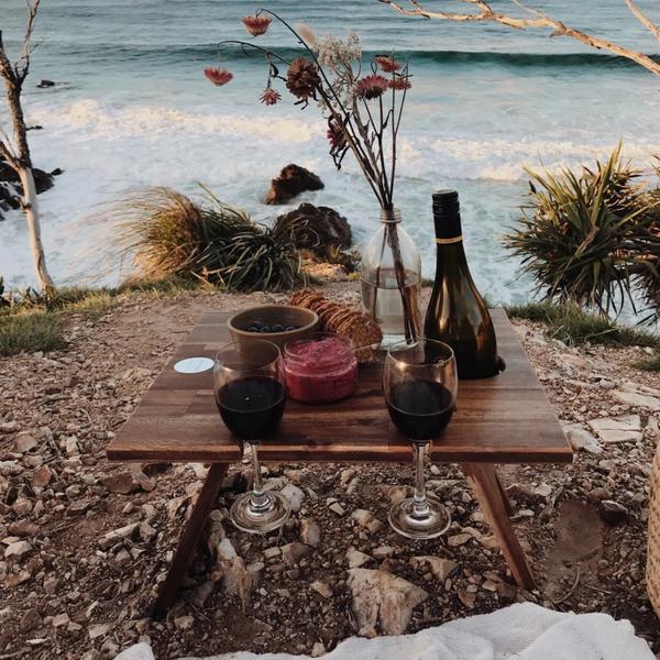 Folding Wine Table - 4 Glass Hardwood