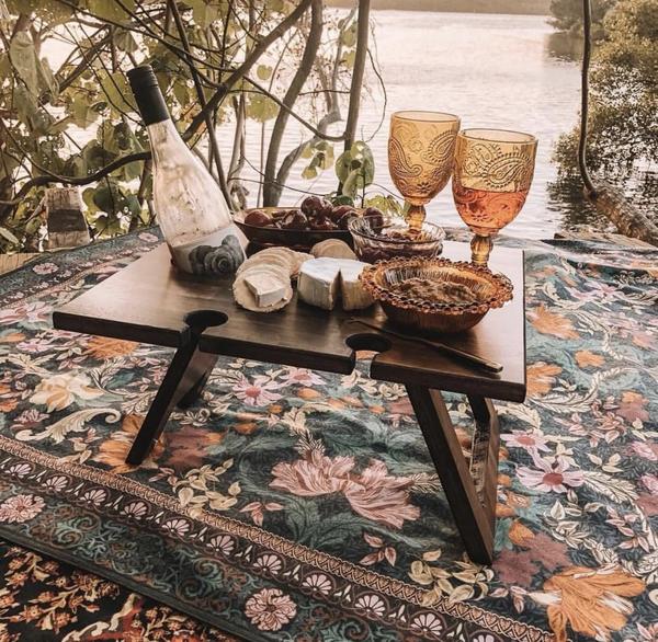 Folding Wine Table - 4 Glass Hardwood