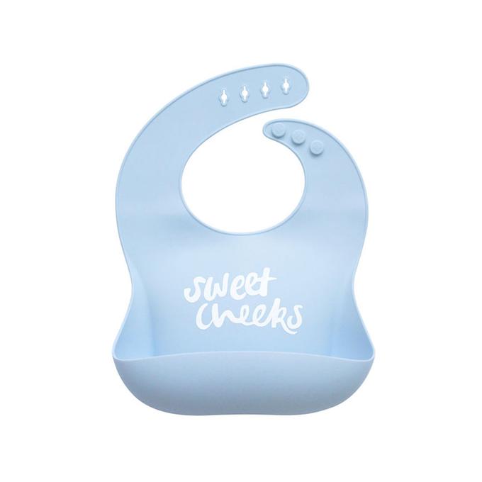 Silicone Baby Bib - Sweet Cheeks (Duck Egg)